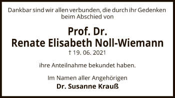 Traueranzeige von Renate Elisabeth Noll-Wiemann von UEL