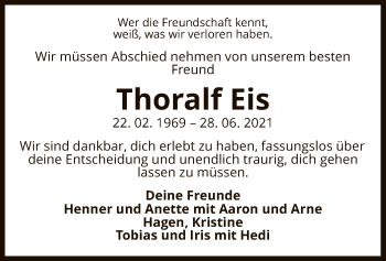 Traueranzeige von Thoralf Eis von UEL