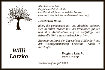 Traueranzeige von Willi Latzko von UEL