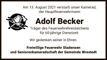 Traueranzeige von Adolf Becker von UEL