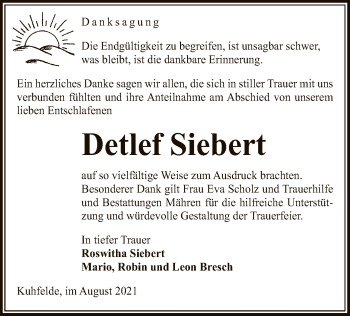 Traueranzeige von Detlef Siebert von UEL