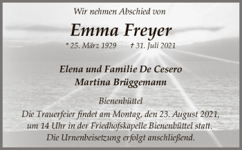 Traueranzeige von Emma Freyer von UEL