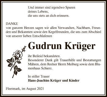 Traueranzeige von Gudrun Krüger von UEL