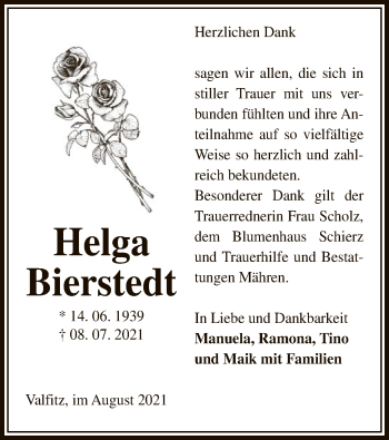 Traueranzeige von Helga Bierstedt von UEL