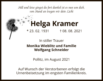 Traueranzeige von Helga Kramer von UEL