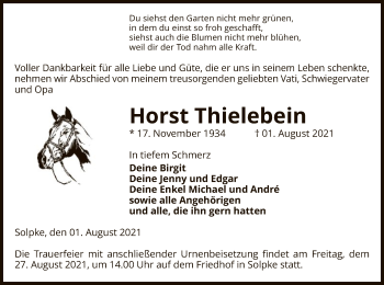 Traueranzeige von Horst Thielebein von UEL