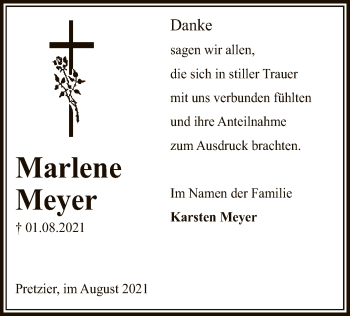 Traueranzeige von Marlene Meyer von UEL