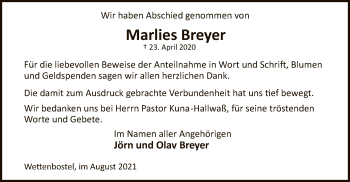 Traueranzeige von Marlies Breyer von UEL