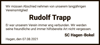 Traueranzeige von Rudolf Trapp von UEL