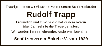 Traueranzeige von Rudolf Trapp von UEL