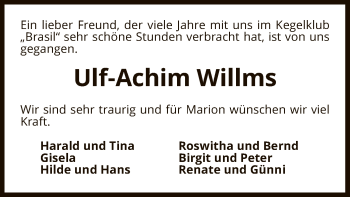 Traueranzeige von Ulf-Achim Willms von UEL