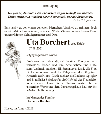 Traueranzeige von Uta Borchert von UEL