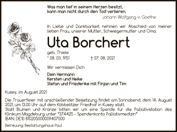 Traueranzeige von Uta Borchert von UEL