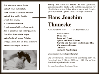 Traueranzeige von Hans-Joachim Thunecke von UEL