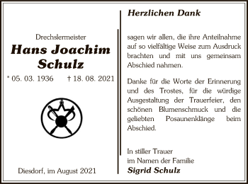 Traueranzeige von Hans Joachim Schulz von UEL