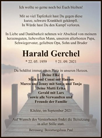 Traueranzeige von Harald Gerchel von UEL