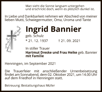 Traueranzeige von Ingrid Bannier von UEL