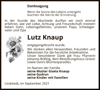 Traueranzeige von Lutz Knaup von UEL