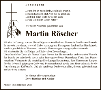 Traueranzeige von Martin Röscher von UEL