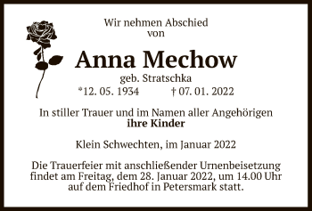 Traueranzeige von Anna Mechow von UEL