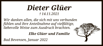Traueranzeige von Dieter Glüer von UEL