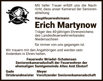 Traueranzeige von Erich Martynow von UEL