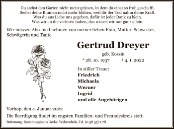 Traueranzeige von Gertrud Dreyer von UEL