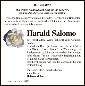 Traueranzeige von Harald Salomo von UEL