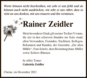 Traueranzeige von Rainer Zeidler von UEL