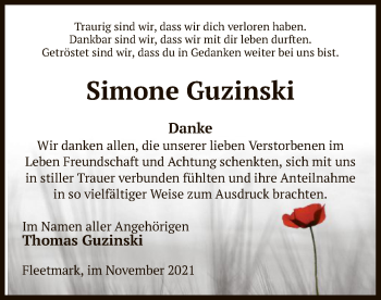 Traueranzeige von Simone Guzinski von UEL