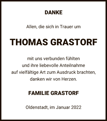 Traueranzeige von Thomas Grastorf von UEL