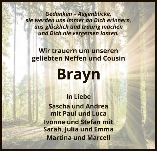 Traueranzeige von Brayn  von UEL