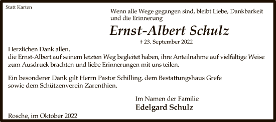 Traueranzeige von Ernst-Albert Schulz von UEL