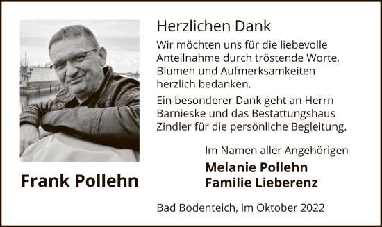 Traueranzeige von Frank Pollehn von UEL