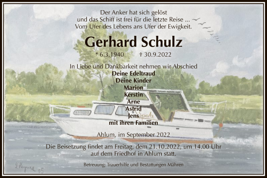 Traueranzeige von Gerhard Schulz von UEL