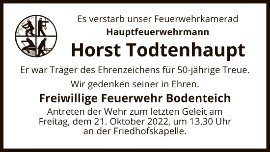 Traueranzeige von Horst Todtenhaupt von UEL