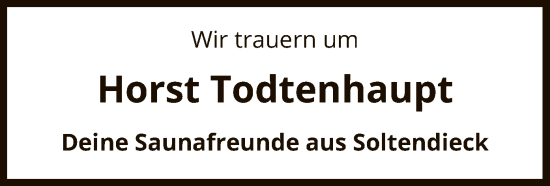 Traueranzeige von Horst Todtenhaupt von UEL