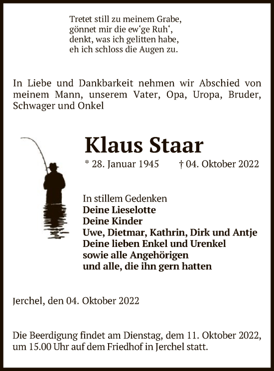 Traueranzeige von Klaus Staar von UEL