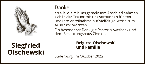 Traueranzeige von Siegfried Olschewski von UEL