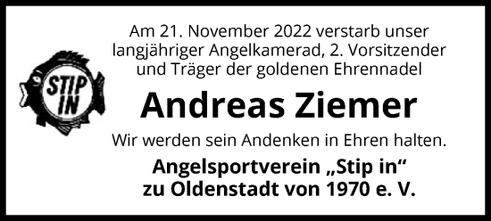 Traueranzeige von Andreas Ziemer von UEL