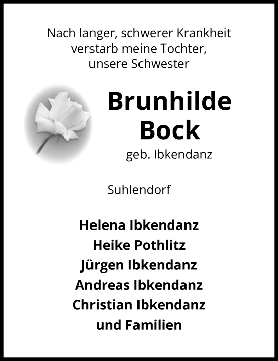 Traueranzeige von Brunhilde Bock von UEL