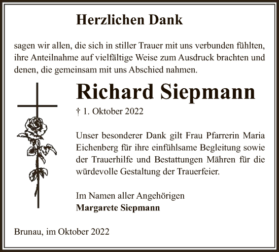 Traueranzeige von Richard Siepmann von UEL