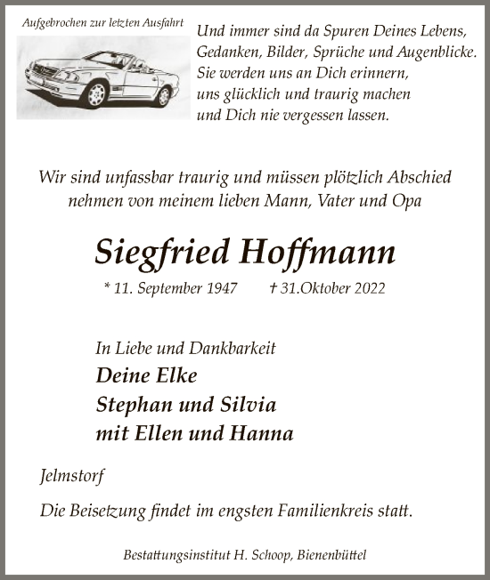 Traueranzeige von Siegfried Hoffmann von UEL