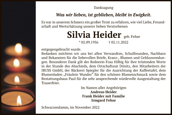 Traueranzeige von Silvia Heider von UEL