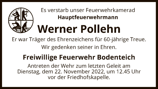 Traueranzeige von Werner Pollehn von UEL