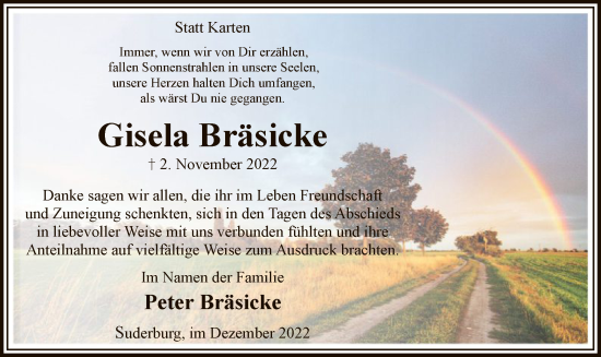 Traueranzeige von Gisela Bräsicke von UEL