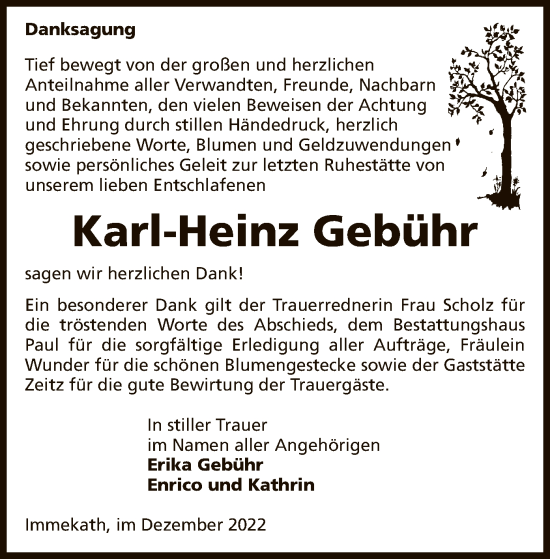 Traueranzeige von Karl-Heinz Gebühr von UEL