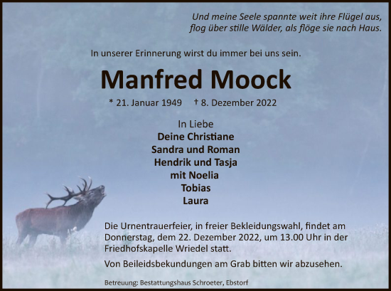 Traueranzeige von Manfred Moock von UEL