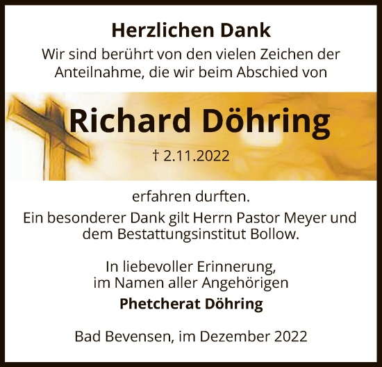 Traueranzeige von Richard Döhring von UEL