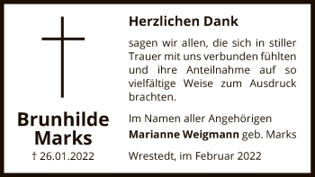 Traueranzeige von Brunhilde Marks von UEL